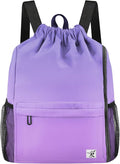 Drawstring Backpack with Mesh Pockets String Gym Bag Sackpack Sandproof Water by Risefit