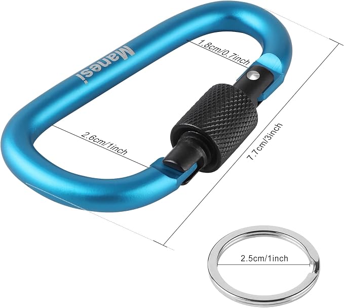 10 Pack Aluminum D Ring Key Rings Clips Locking Carabiner - Image 2