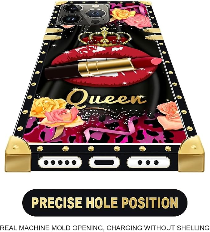 Compatible with iPhone 13 Pro Max Case, Queen Lip Crown Leopard Print Luxury - Image 5