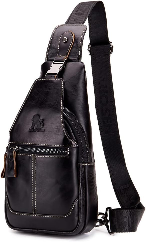 Hebetag Leather Sling Bag Crossbody Backpack by Hebetag