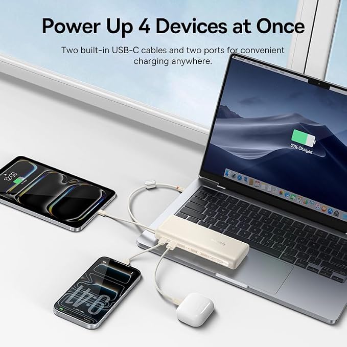 Baseus Portable Charger with Built in Cable, 100W Laptop Power Bank 20000mAh - Image 5