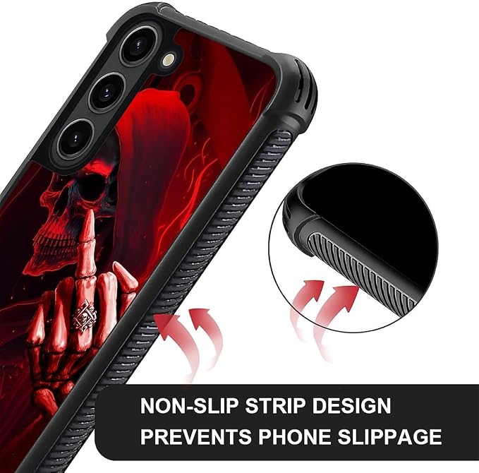 for Samsung Galaxy S23 Plus Case, Gestures Funny Skull Pattern Graphic Design - Image 3