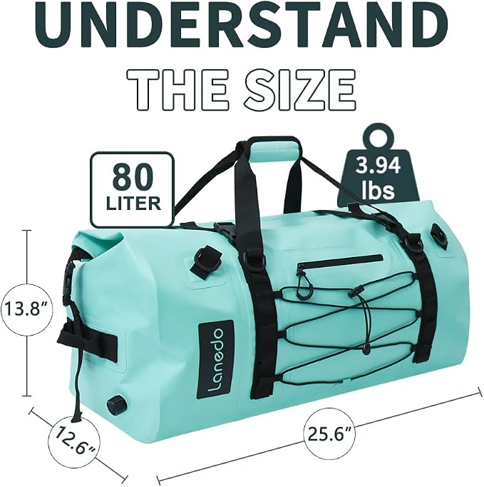 80L Dry Bag Large Waterproof Bag Roll-Top Heavy Duty Fishing Duffel Bag - Image 3