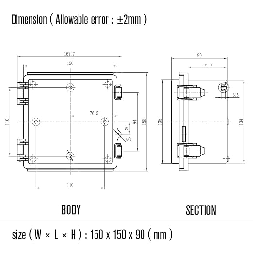 LeMotech Electrical Box, IP67 Waterproof Hinged Cover Stainless Steel Latch - Image 8