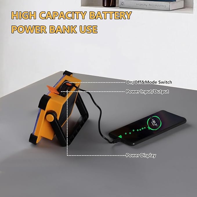 2 Pack 120W Solar Rechargeable Work Light, 144 LED 10000LM Portable Flood Light - Image 6