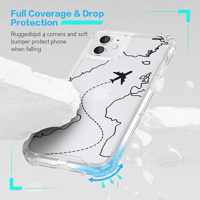 FANXI Minimalist Airplane Travel Map Phone Case Compatible - Image 2