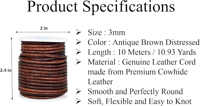 GENIQUE Real/Genuine Round Leather Cord - Image 3