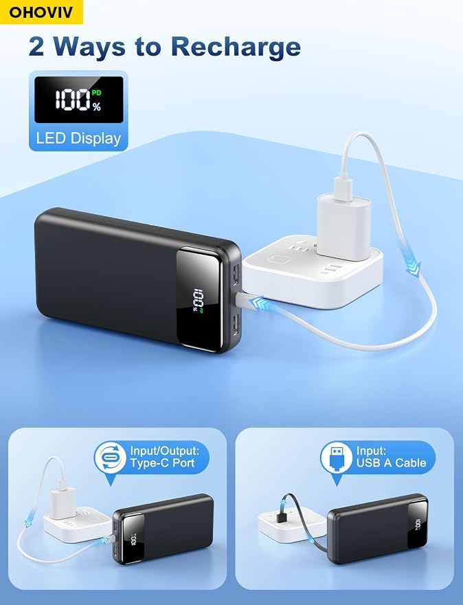 OHOVIV Portable Charger Power Bank 50000mAh Battery Pack, 22.5W Fast Charging - Image 8
