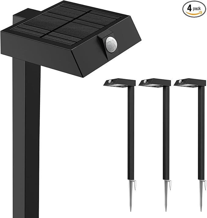 XMCOSY+ Solar Pathway Lights, 4 Pack All-Metal Motion Sensor Outdoor Lights by XMcosy