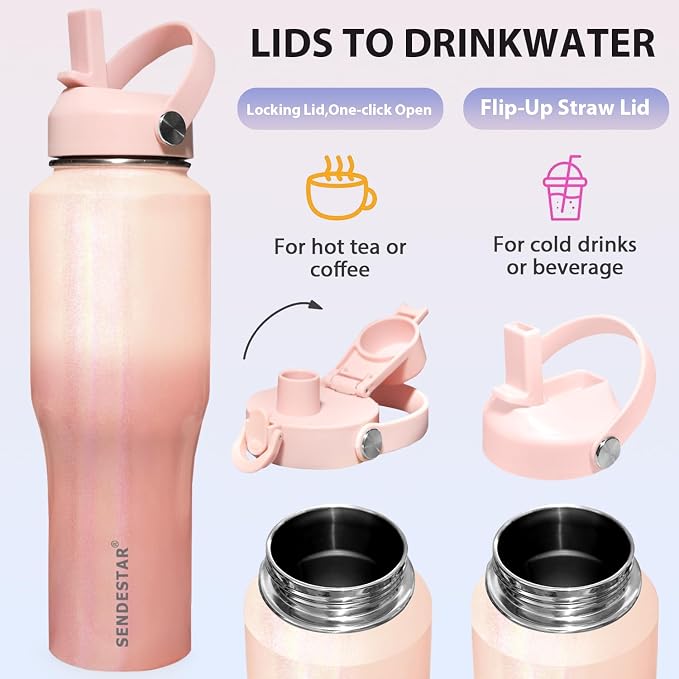 SENDESTAR Water Bottle, Wide Mouth Stainless Steel Vacuum Insulated Double Wall - Image 5