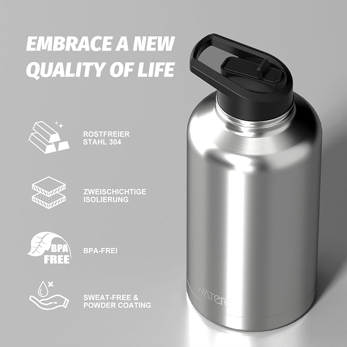 64oz Insulated Water Bottle, BPA Free&Leak Proof, Half Gallon Stainless Steel - Image 8