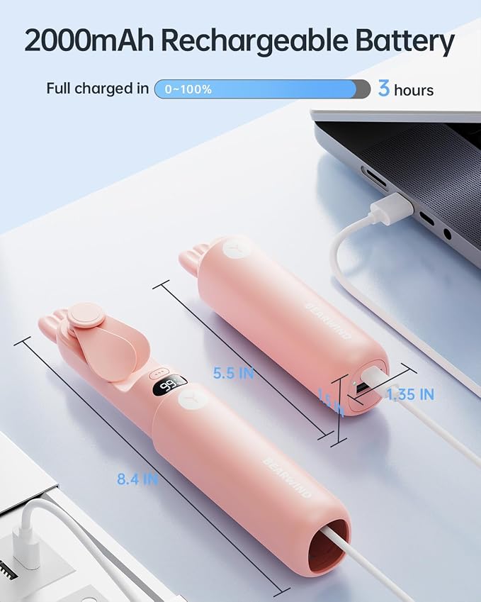 Portable Handheld Mini Fan: 2 in 1 Rechargeable Hand Held Fan - Image 5