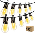 Outdoor Patio String Lights 150ft: S14 LED Shatterproof Bulbs 3 Modes Button by Vozuji
