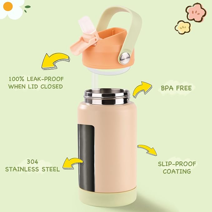 Kerilyn 12oz Kids Water Bottle 2 Pack, Stainless Steel Insulated Water Bottle - Image 2
