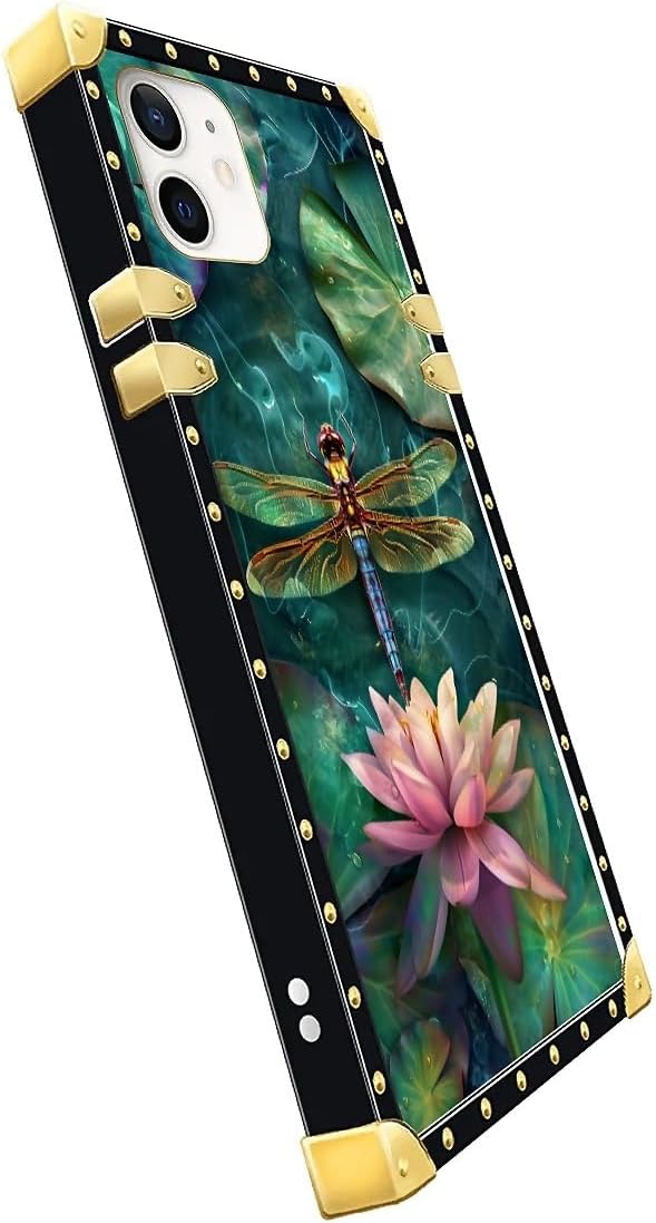 Compatible with iPhone 11 Case, Colourful Dragonfly Pink Lily Pads Luxury - Image 4