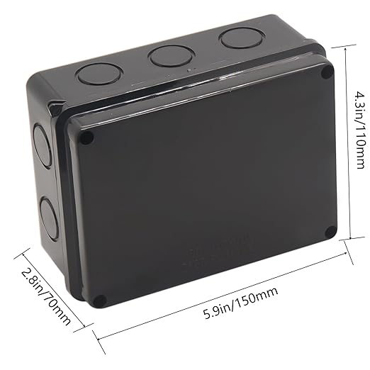 Electrical Box, ABS Plastic Project Box Power Cord Enclosure Black 5.9 x 4.3 x - Image 2