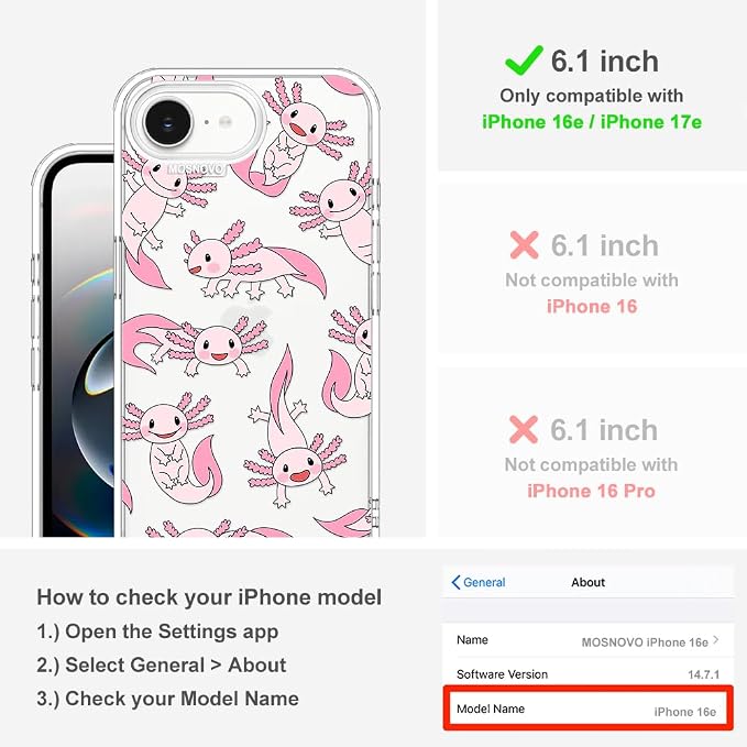 MOSNOVO for iPhone 17e Case/iPhone 16e Case, Shockproof Military-Grade - Image 2