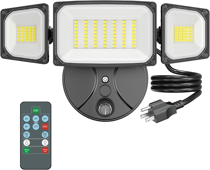Onforu 80W Dusk to Dawn Outdoor Lighting, Plug in LED Flood Lights, 8000LM by Onforu