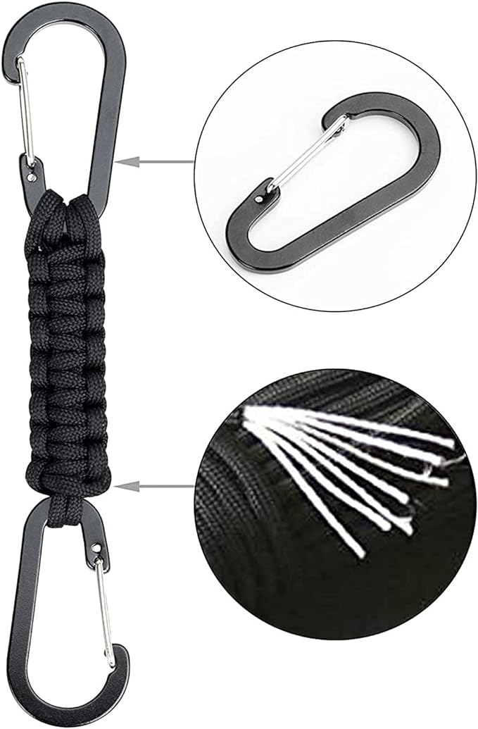 BRAVESHINE Paracord Keychain Carabiner Clip, D Ring Lanyard Hanger Stroller Hook - Image 5