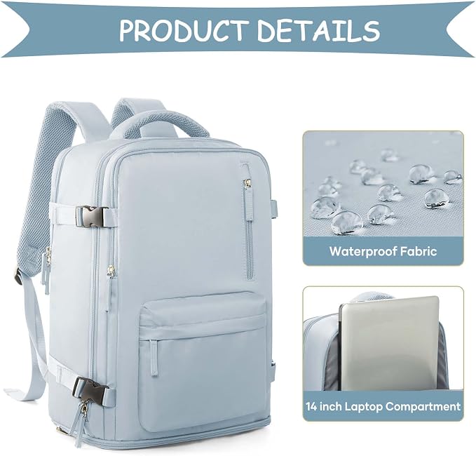 WONHOX Large Travel Backpack Carry on Flight Approved Laptop Work Business - Image 4