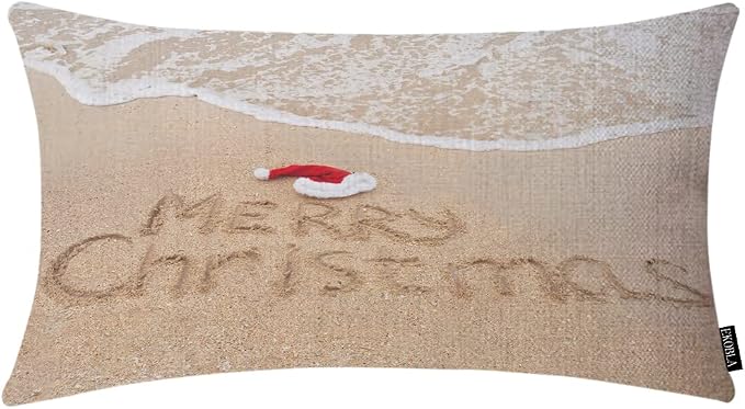 EKOBLA Merry Christmas Decorative Pillow Cushion Covers Xmas Quote Written On by EKOBLA