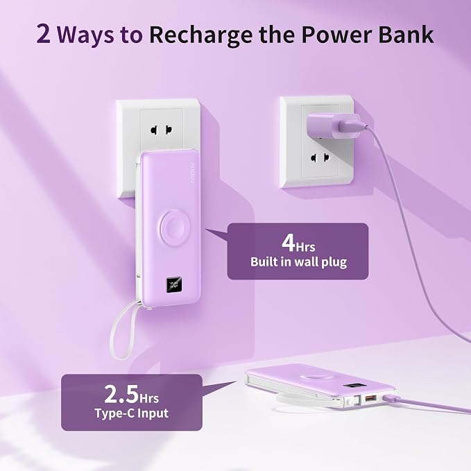 Portable Charger Built-in Cables, AC Wall Plug and Magnetic Wireless iWatch - Image 3