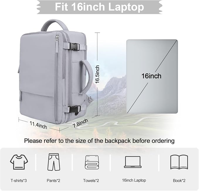 Hanples Large Travel Backpack for Women as Person Item Flight Approved - Image 3