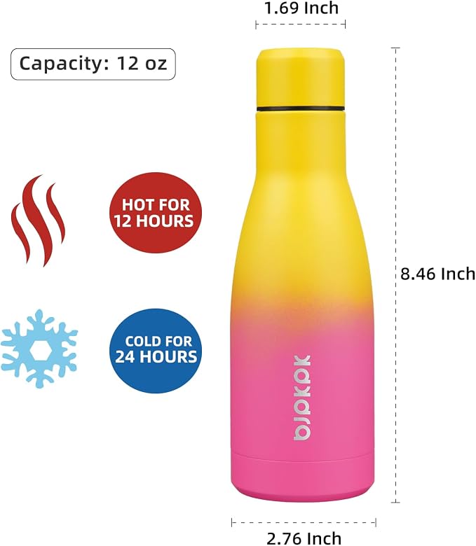 BJPKPK 12oz Water Bottles Stainless Steel Double Wall Vacuum Insulated Small - Image 2