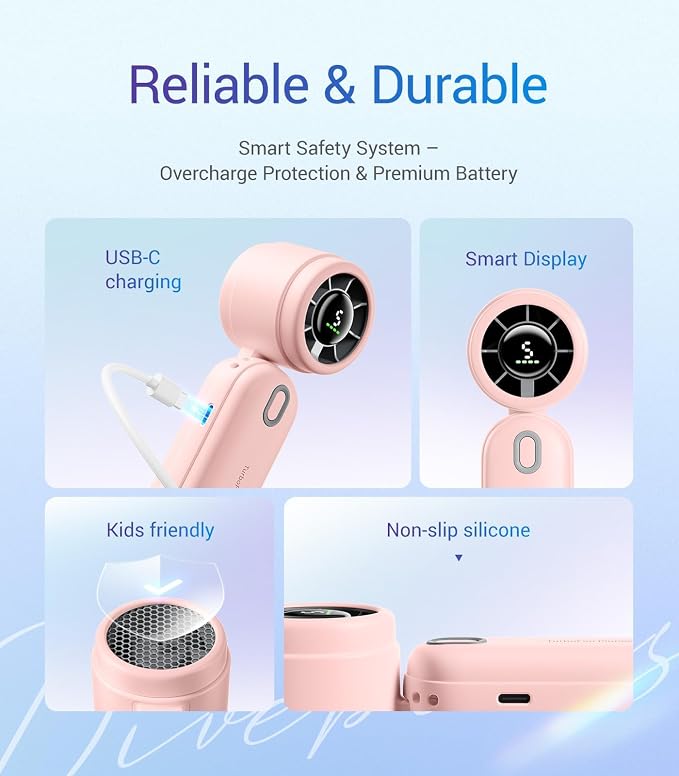 Diveblues Handheld Fan, 30ft/s Mini Portable Turbo Fan, 4000mAh Personal Fan - Image 6