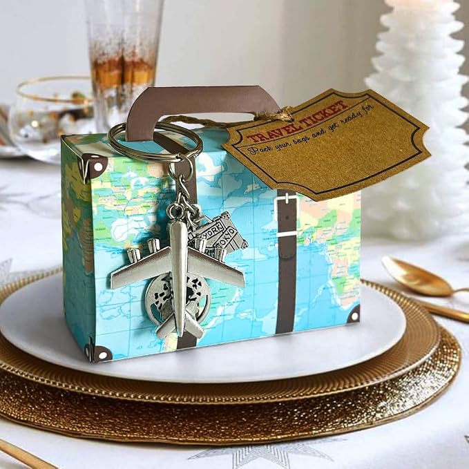 50 Set World Map Mini Suitcase Favor Boxes Party Favor Candy Box - Image 4