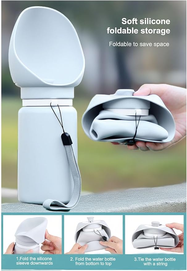 Foldable Portable Dog Water Bottle, 2 in 1 Integrated Collapsible Dog Water - Image 4