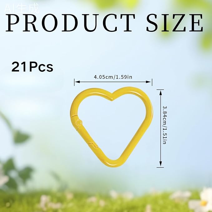 21-Pack Colorful Heart Carabiner Clips, Cute Keychain Purse Clip, Heart Ring - Image 5