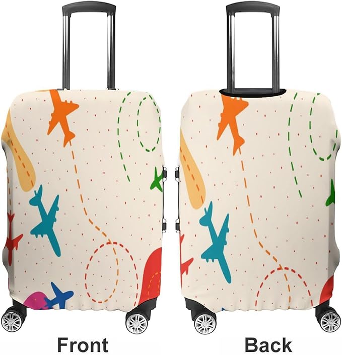 Colorful Airplane Stretch Luggage Cover, Washable Suitcase Protector Fits - Image 3