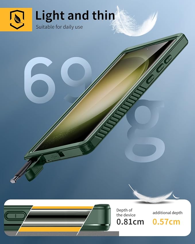 Lanhiem for Samsung Galaxy S23 Ultra Case, IP68 Waterproof Dustproof Case - Image 4