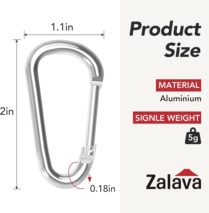 24pc Aluminum Carabiner Clip D Ring, Keychain Spring Hook, Small Carabiners Set - Image 2