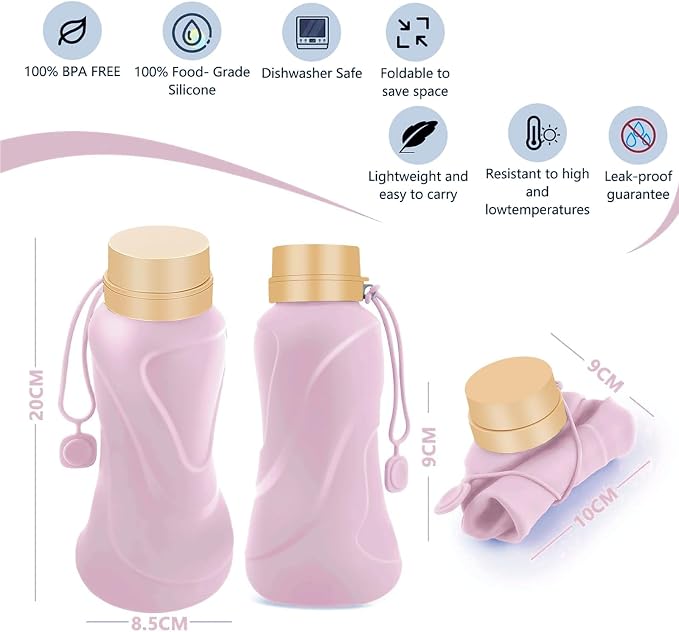 Collapsible Water Bottles, Leak Proof, Reuseable BPA Free Silicone Foldable - Image 2