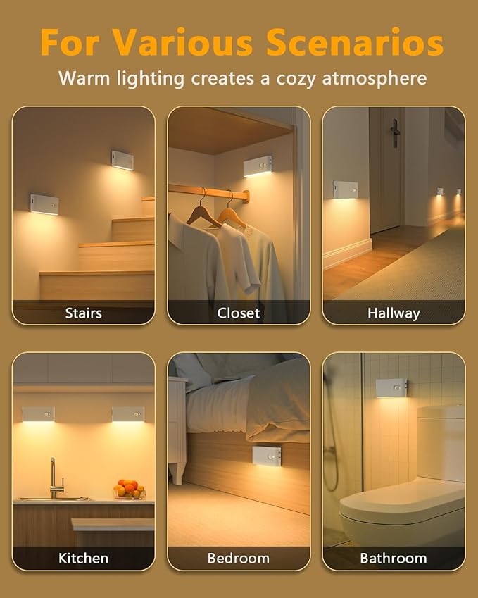 WILLED Stair Lights Indoor, Warm White Rechargeable Night Light, Wireless - Image 2