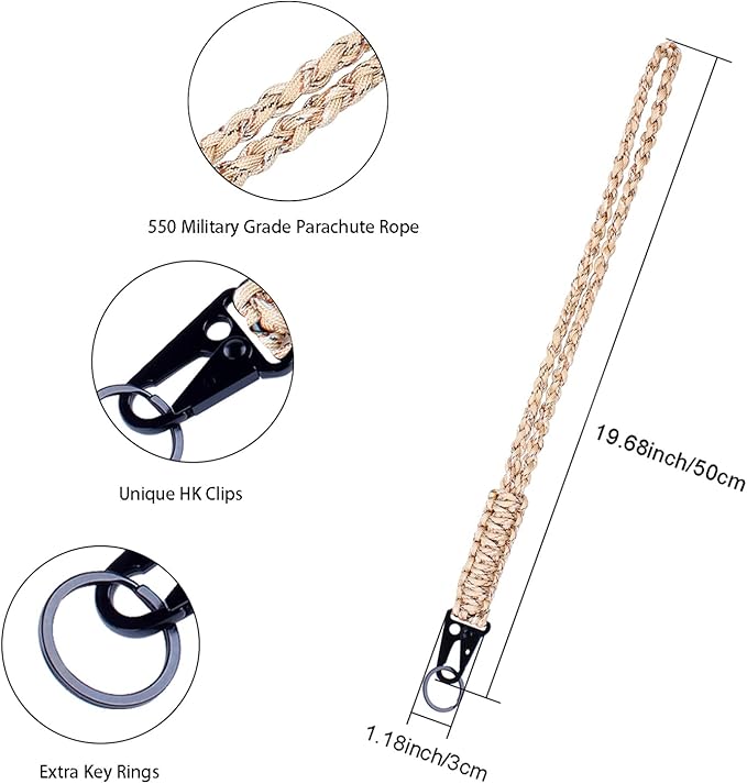 Heavy Duty Braided 550 Paracord Neck Lanyard Keychain - Image 2