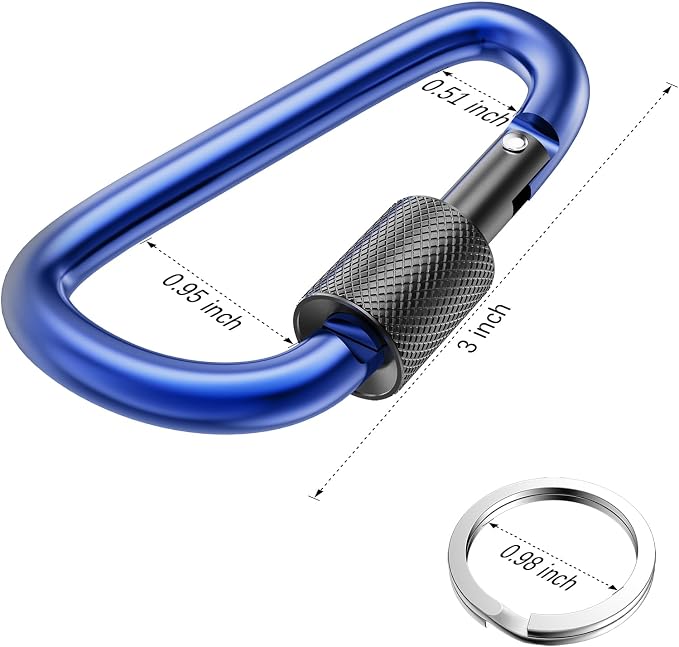 sprookber 3" Locking Carabiners | Keychain Carbineers D Ring Key Clip Spring - Image 2