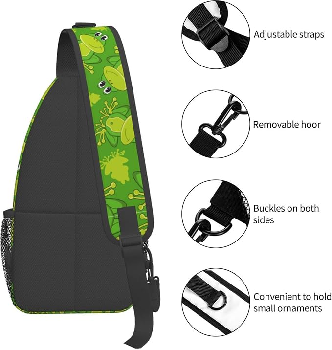 Cute Cartoon Frog Sling Bag For Women Men Funny Frogs Backpack Crossbody - Image 5