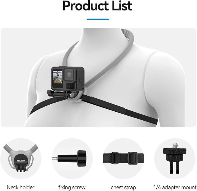 TELESIN Neck Mount SE 2.0 with Air Cushion, Adjustable Chest Strap and Neck - Image 8