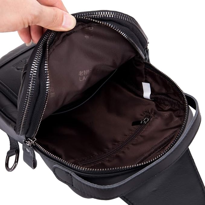 Leather Sling Bag Backpack for Men Women Outdoor Travel Hiking Business - Image 3