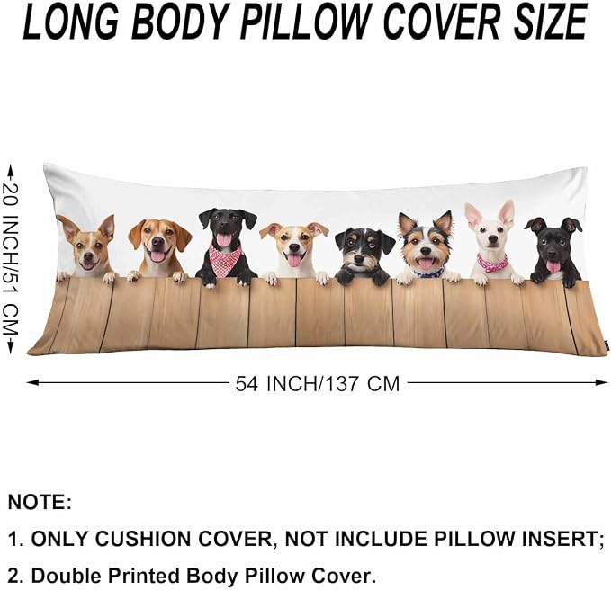 Dog Rectangle Body Pillow Covers Cute Puppy Dogs 20"X54" Couch Body Pillow - Image 6