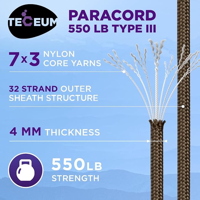 TECEUM Reflective Paracord Rope 1000 – 1000ft/200ft/100ft/50ft – 40+ Colors – - Image 2