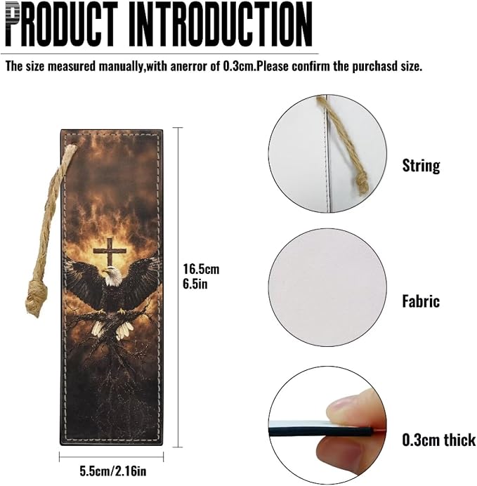 Medium Bible Cover Case for Women Men Bald Eagle and Cross Print PU Leather - Image 6
