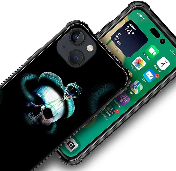 for iPhone 14 Plus Case, Skeleton Winding Snake Pattern Graphic Design Girl Boy - Image 5