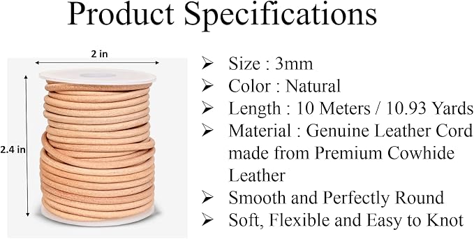 GENIQUE Real/Genuine Round Leather String Cord - Image 3
