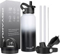 Water Bottle Insulated 32oz 40oz 64oz 128oz Straw Lid Spout Lid & 3 Lids by POYAKU