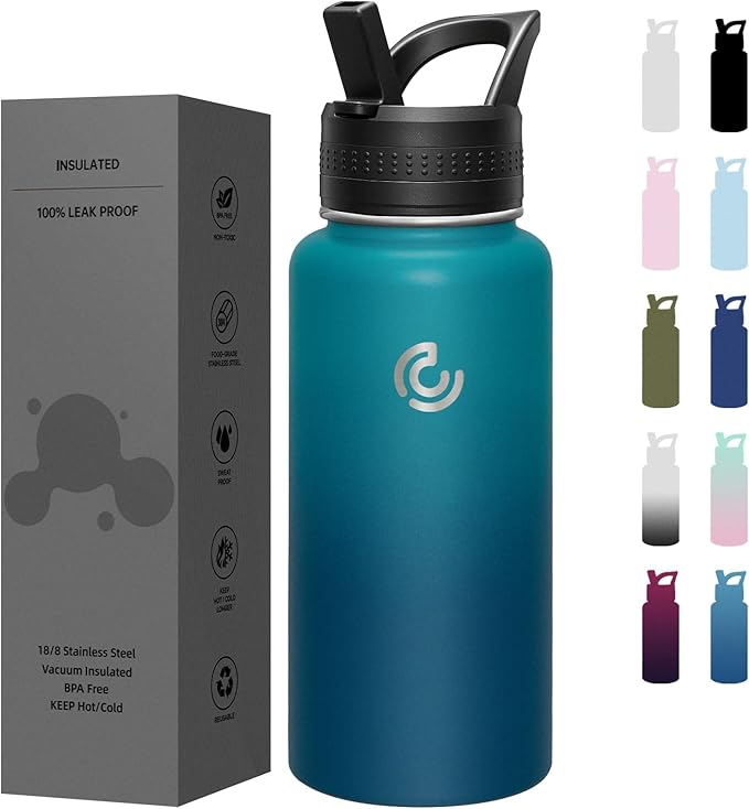 COKTIK 32oz Sports Water Bottle, Stainless Steel Water Bottle by coktik