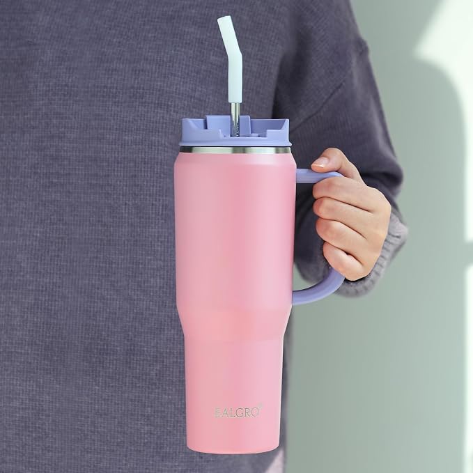 EALGRO 40 oz Tumbler with Handle, Insulated Tumblers with Lid and Straw - Image 6